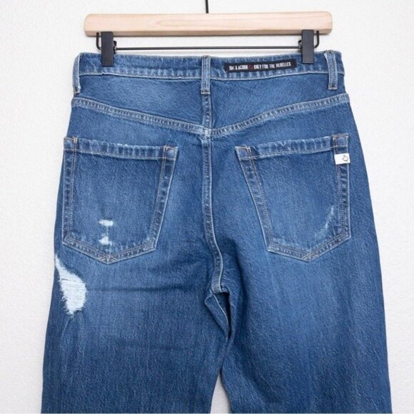 NWT Oak & Acorn Ninety Three Patch Mid Loose Jean 27 Dark Straight High Waisted - Picture 11 of 12